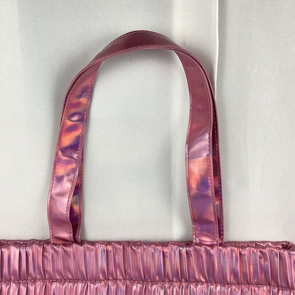 Urban Outfitters Metallic Holographic Pink Large Tote Bag Vegan One Size - Picture 4 of 8
